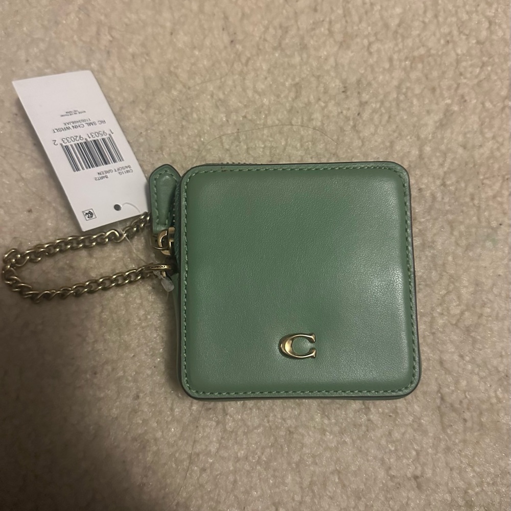 Coach Mint Green Leather Wallet with Gold Accents